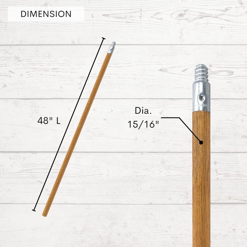 ILOT Commercial Products 48-inch Replacement Wood Broom Handle with Threaded Metal Tip and Lacquered for Floor Cleaning Sweeping in Home and Office (Pack of 2) - Image 2